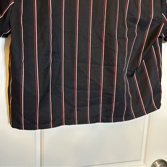 LOTTIE MOSS NAVY COLLARED BUTTON UP WITH RED AND WHITE STRIPES SIZE MEDIUM - Picture 8 of 14